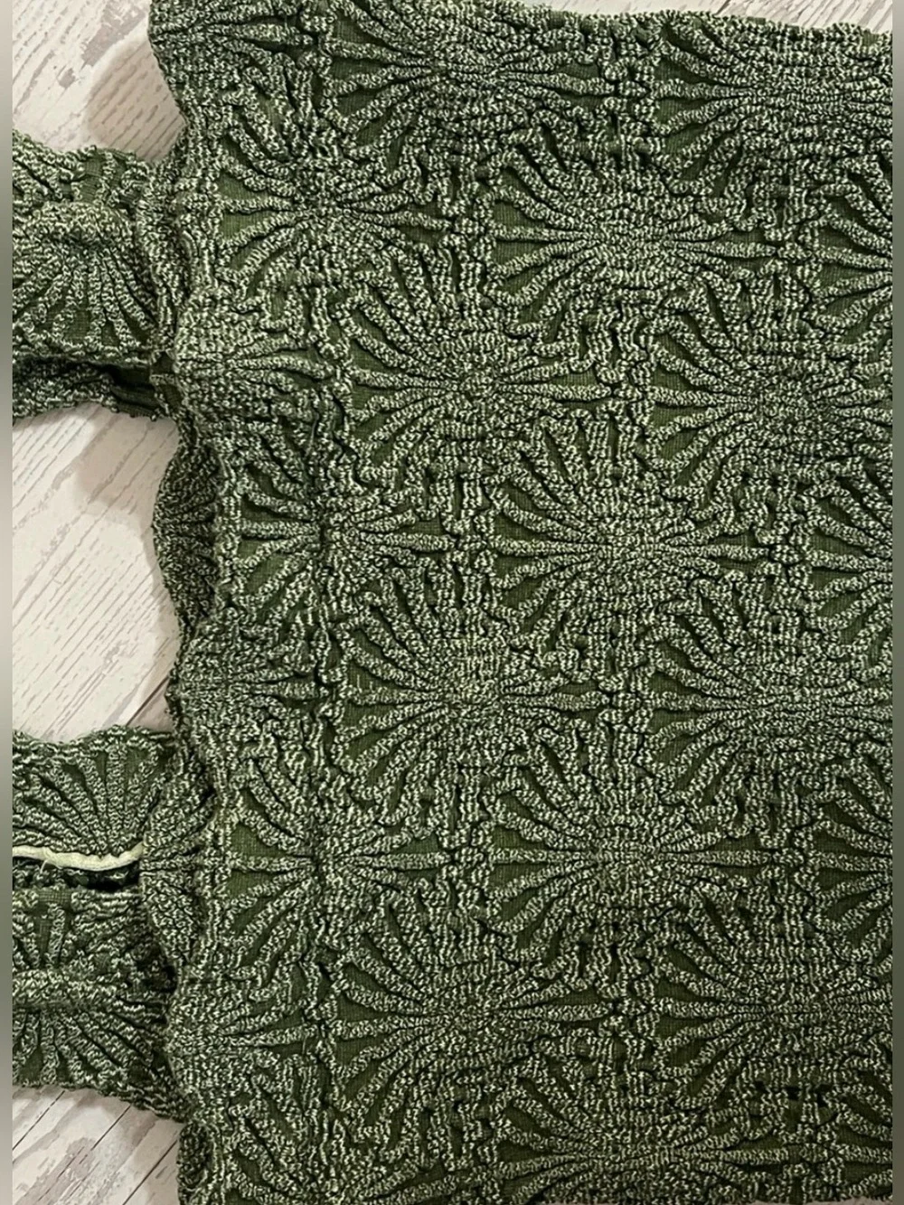 Free People Elm Green Crochet Square-Neck Tank M/L NWOT